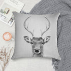 Deer 2 - Black & White Soft Washable Throw Pillow