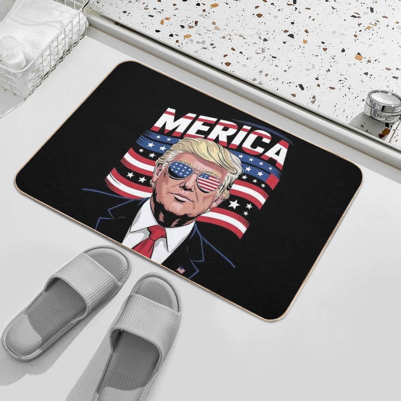 Donald Trump Won Elections 2024 'Merica USA Flag Sunglass Durable Bath Mat