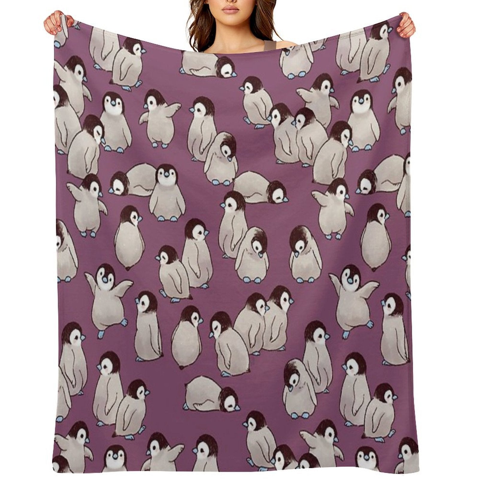 Penguin Pattern Sustainable Throw Blanket