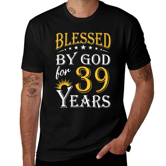Vintage Blessed by God for 39 Years Happy 39th Birthday  Trendy Pattern T-Shirt