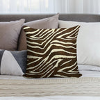 ZEBRA IN WINTER BROWN AND BEIGE ANIMAL PRINT Soft High-Density Material Throw Pillow