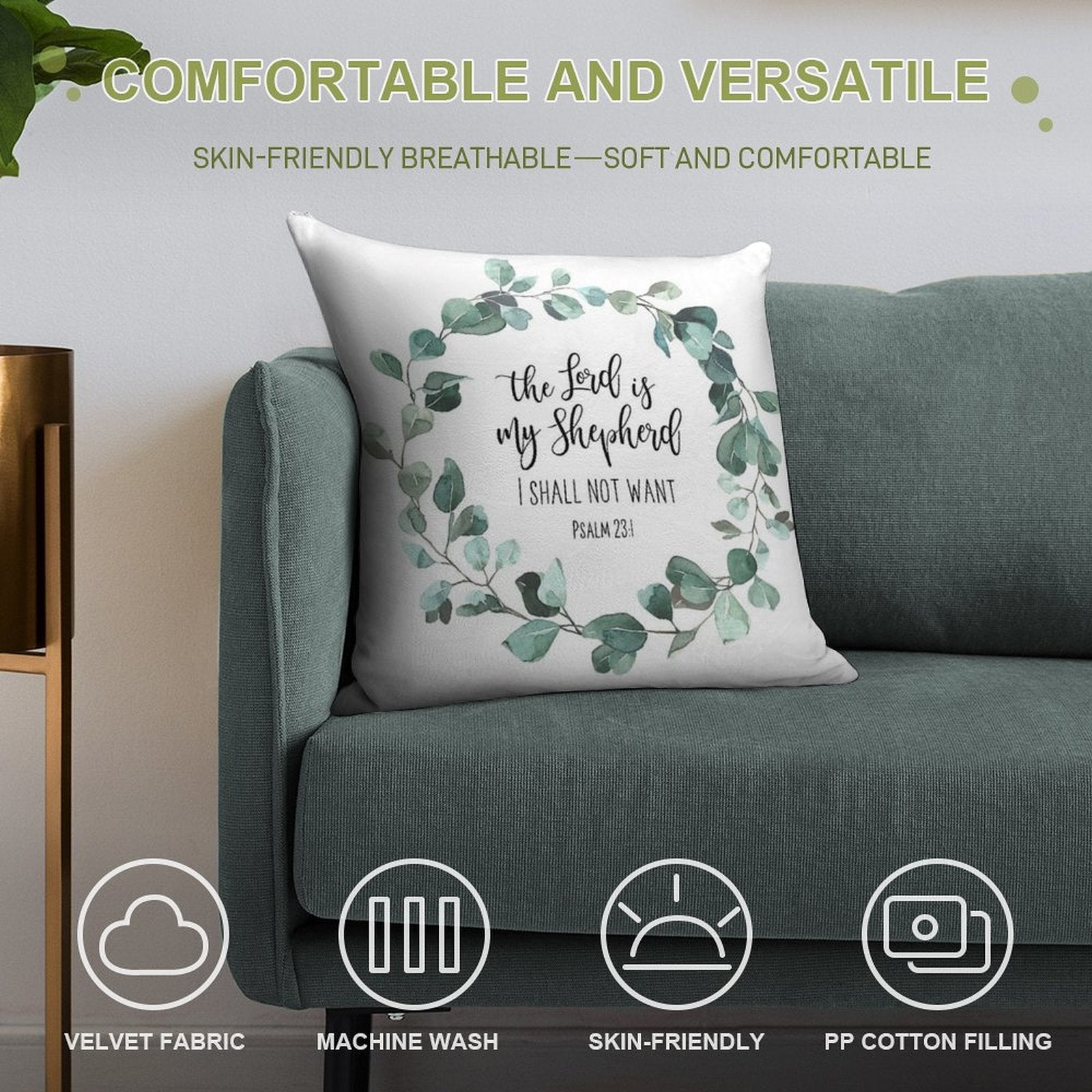 The Lord Is My Shepherd Soft Style Accent Throw Pillow