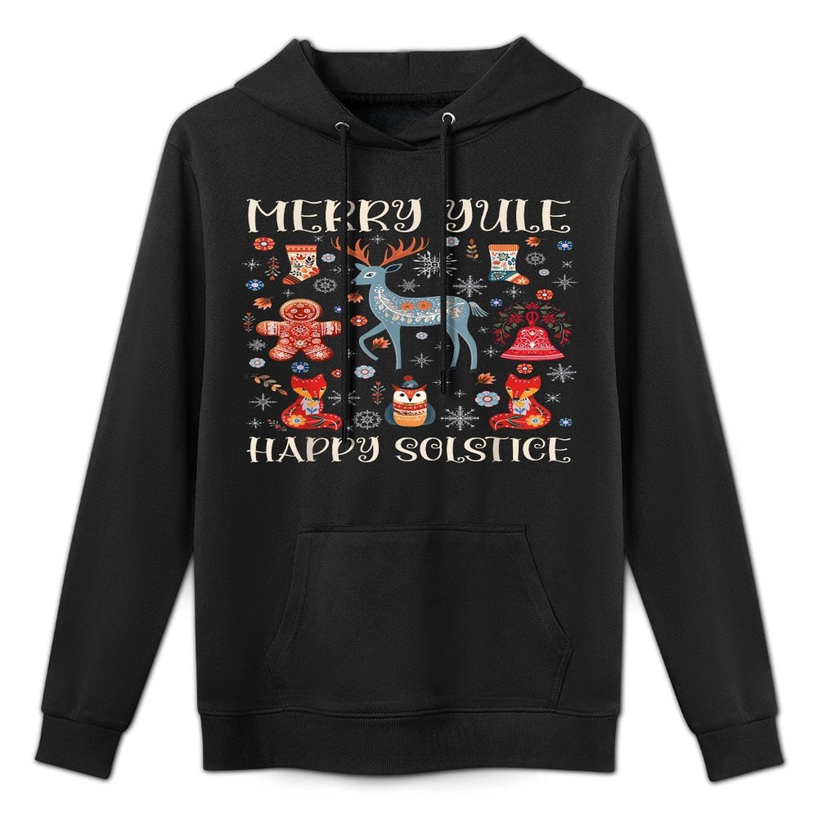 Merry Yule Happy Solstice Cottagecore Scandinavian Christmas Shrink-Resistant Hoodie