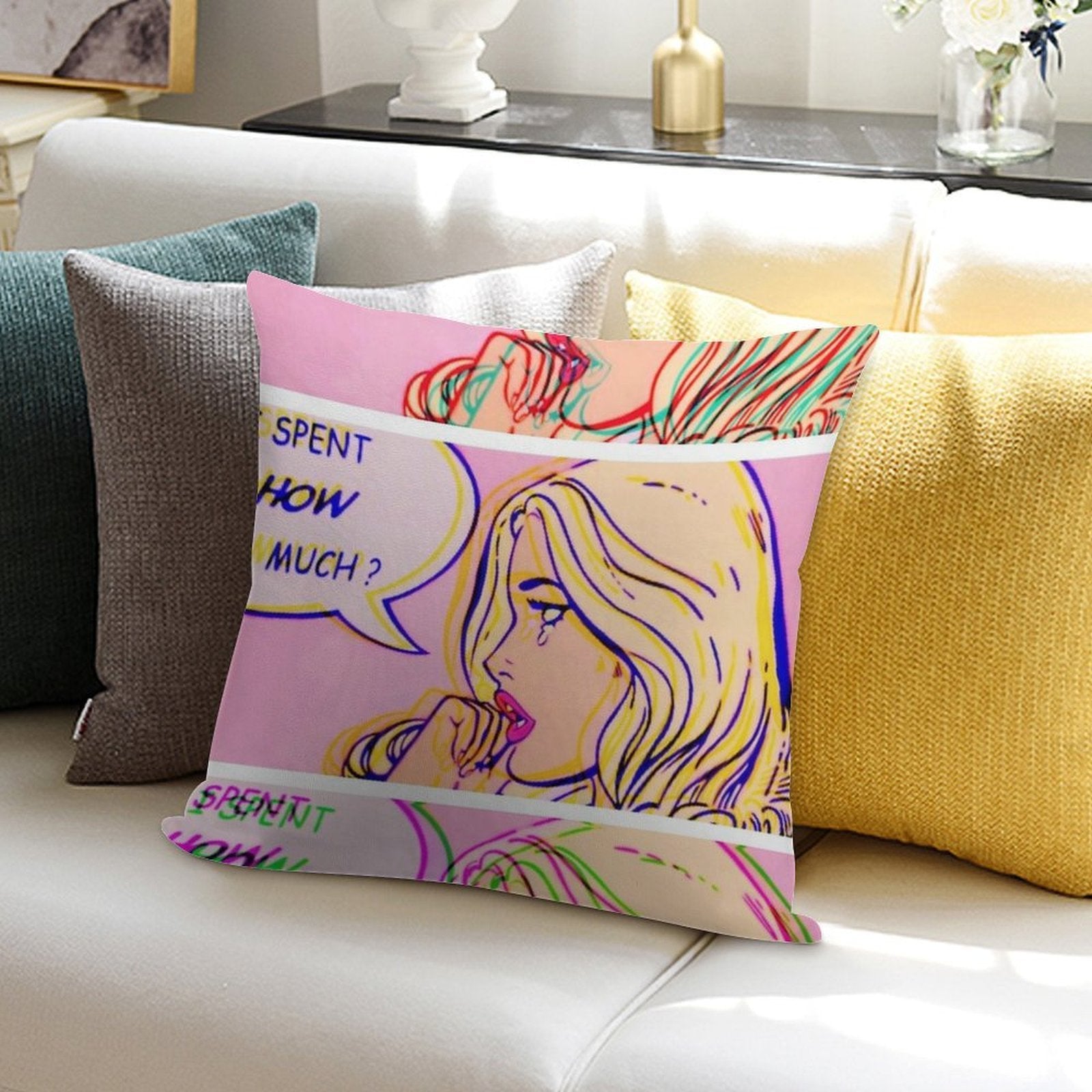 I Spent How Much Comic Pop Art Print Soft Multiple Sizes Throw Pillow