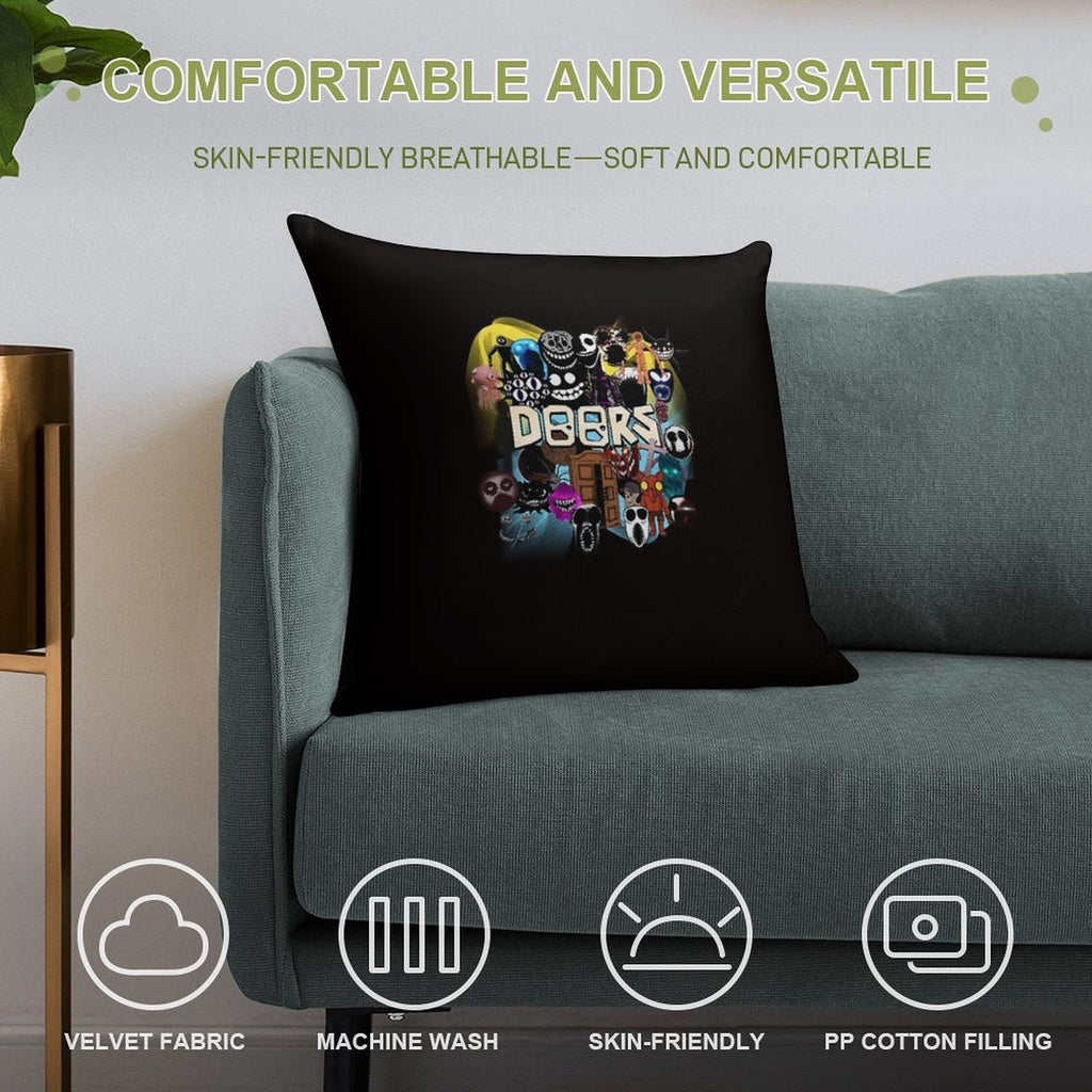 Doors All The Entities New Doors Game Update Soft Home Decor Throw Pillow