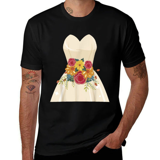 Simple Wedding Dress for Bridal Showers  Cotton T-Shirt