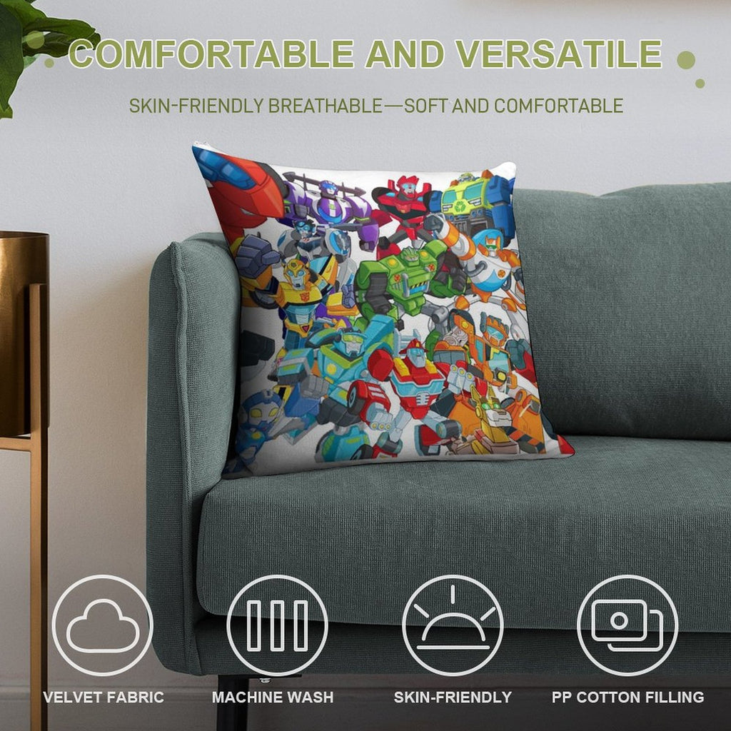 Transformers Rescue Bots Full Team Soft Washable Throw Pillow