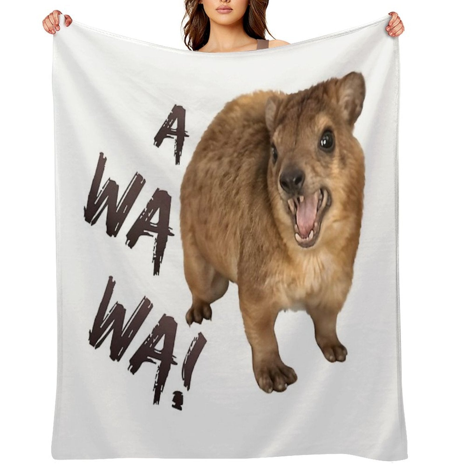 Awawa! Angry Screaming Hyrax Meme - Cute & Funny Anti-pilling Throw Blanket