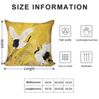 Golden Japanese Cranes Oriental Traditional Soft Hidden Zipper Throw Pillow