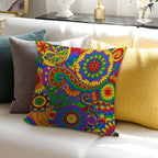 Happy Hippy Psychedelic Rainbow Design Soft Multiple Sizes Throw Pillow