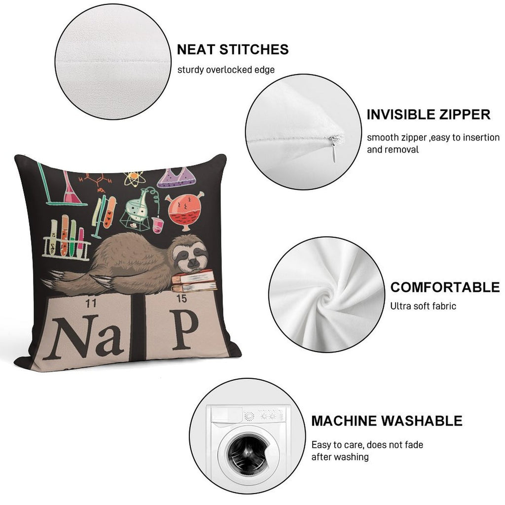 Funny Chemistry Sloth Art Gift Soft Skin-Friendly Throw Pillow