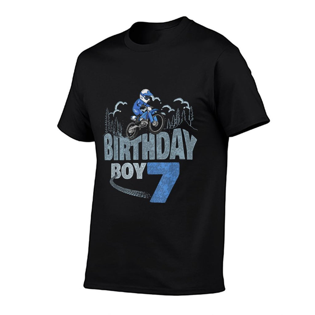 7th Birthday Boy Dirt Bike Motocross 7 Years Old Bday  Heathered Texture T-Shirt