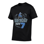7th Birthday Boy Dirt Bike Motocross 7 Years Old Bday  Heathered Texture T-Shirt