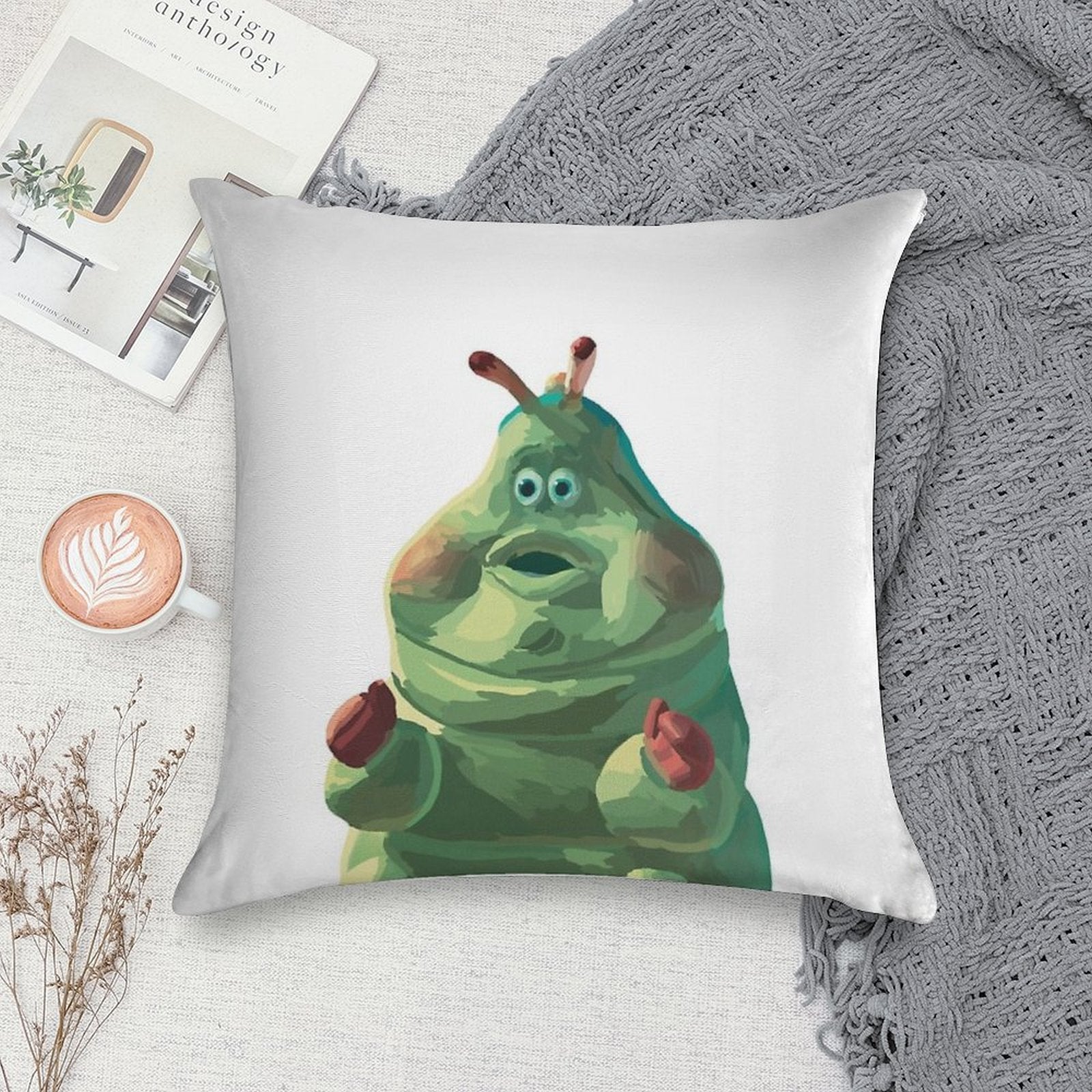 Bugs Life Caterpillar Heimlich Soft Short Plush Fabric Throw Pillow