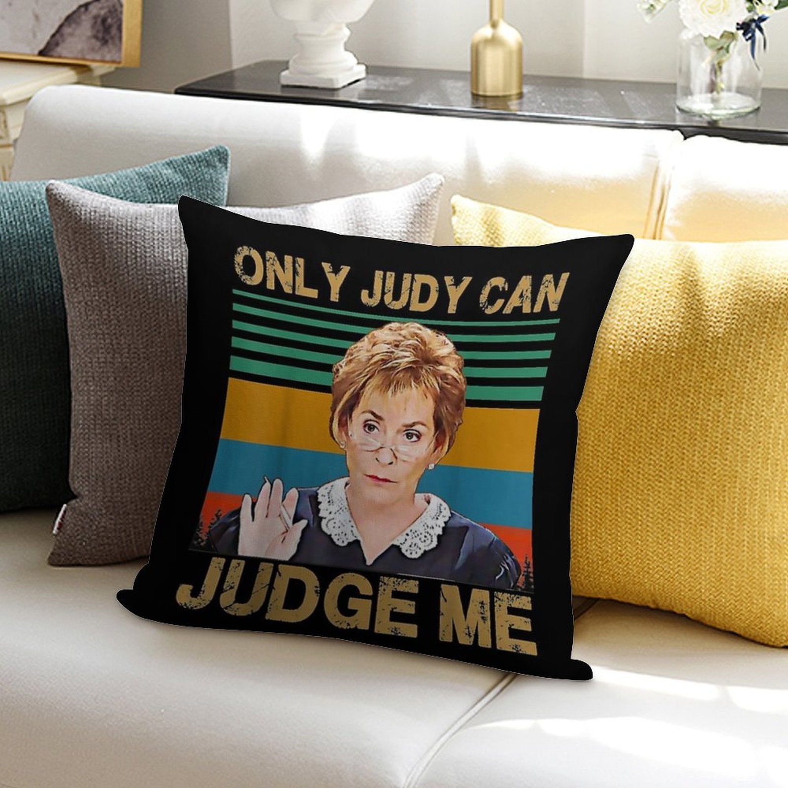 Funny Only Judy Can Judge Me Retro Vintage Soft Warmth Comfort Throw Pillow