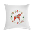 Dala Horse with Swedish Folk Art Wreath Soft Home Decor Throw Pillow