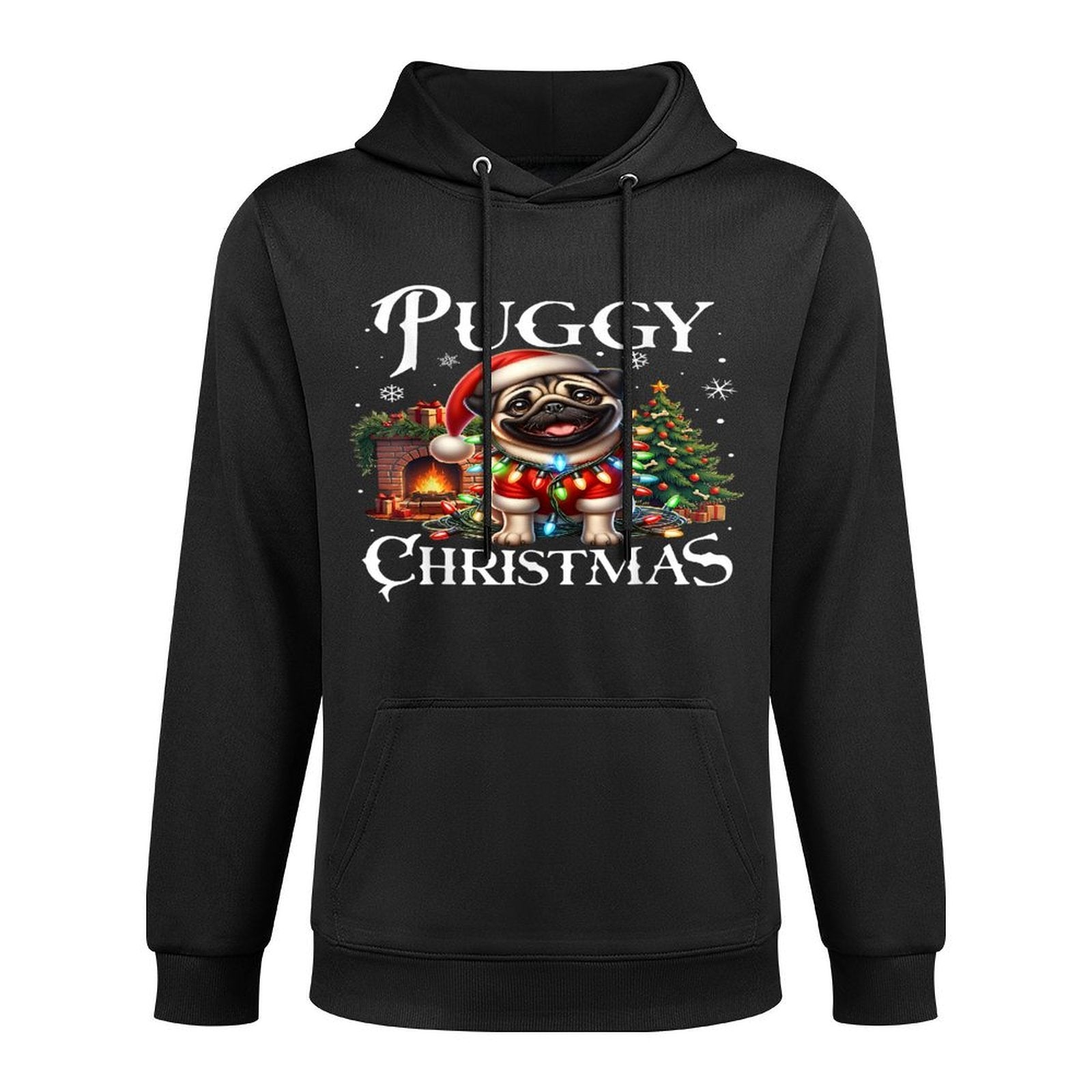 Puggy Christmas Pug Xmas Pug Santa Claus Pug Customizable Surface Hoodie