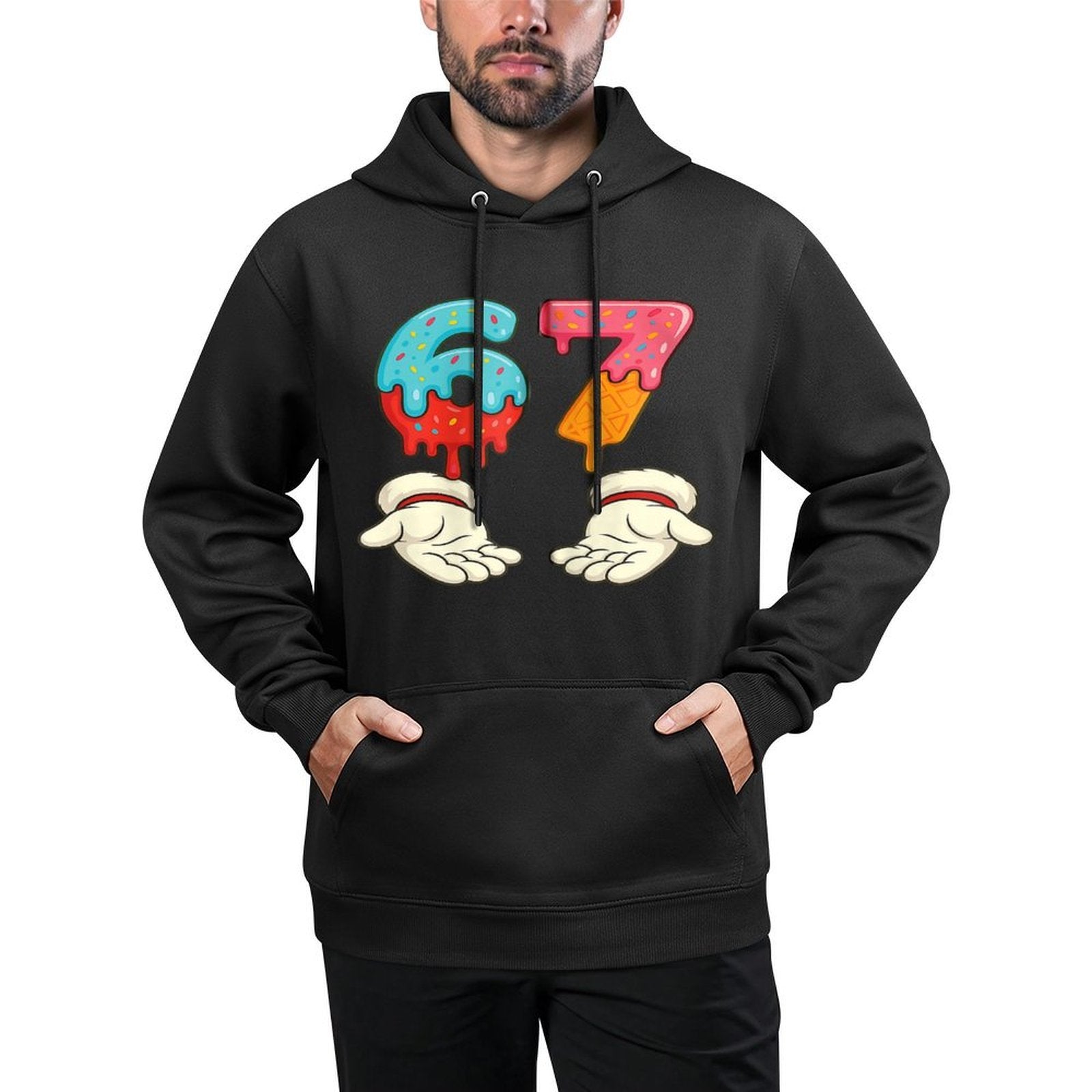Funny Six Seven 6 7 Meme Christmas Ice Cream Drip Xmas Santa Zip Shrink-Resistant Hoodie