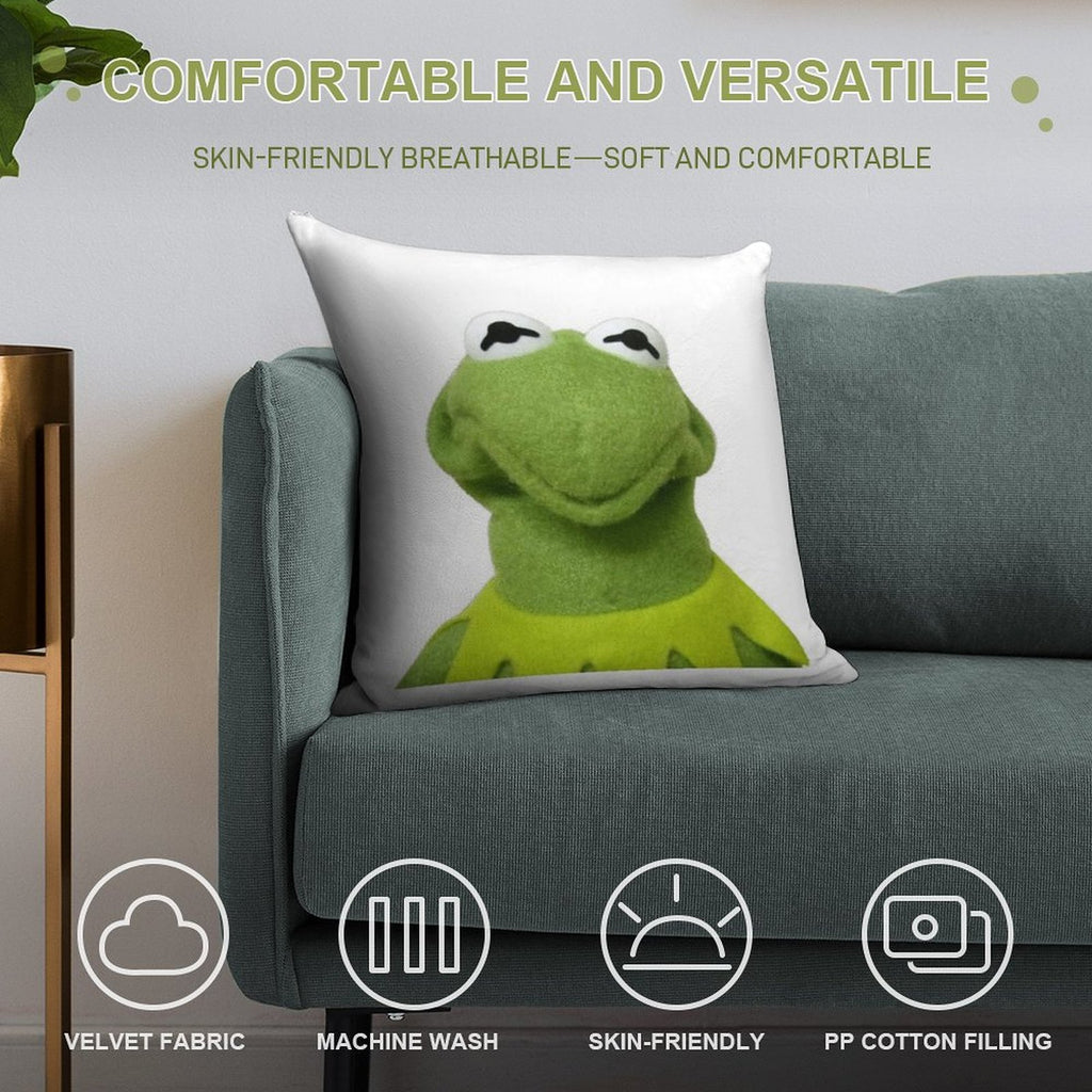 Kermit The Amphibian Soft Luxury Feel Throw Pillow