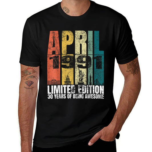 Vintage April 1991 Bday Gifts 30 Years Old 30th Birthday  Vintage-inspired T-Shirt