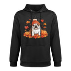 Funny English Bulldog Fall Scarf Autumn Leaves Dog Lovers Adjustable Hood Hoodie