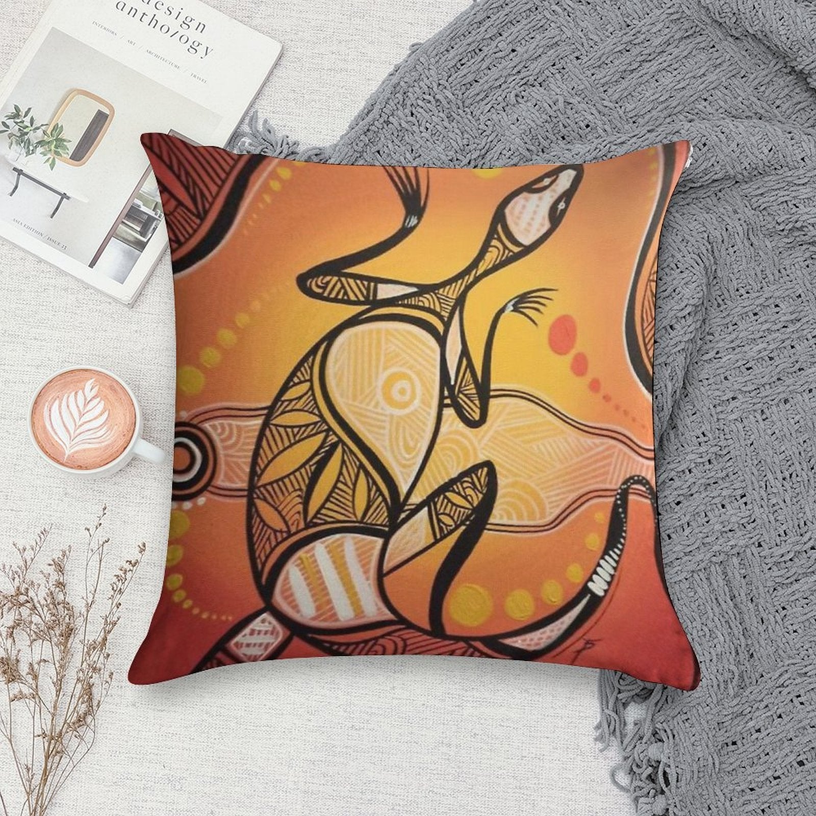 Australian Aboriginal Art Soft Style Accent Throw Pillow