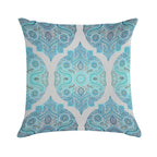 Through Ocean & Sky - Turquoise & Blue Moroccan Pattern Soft Luxury Feel Throw Pillow