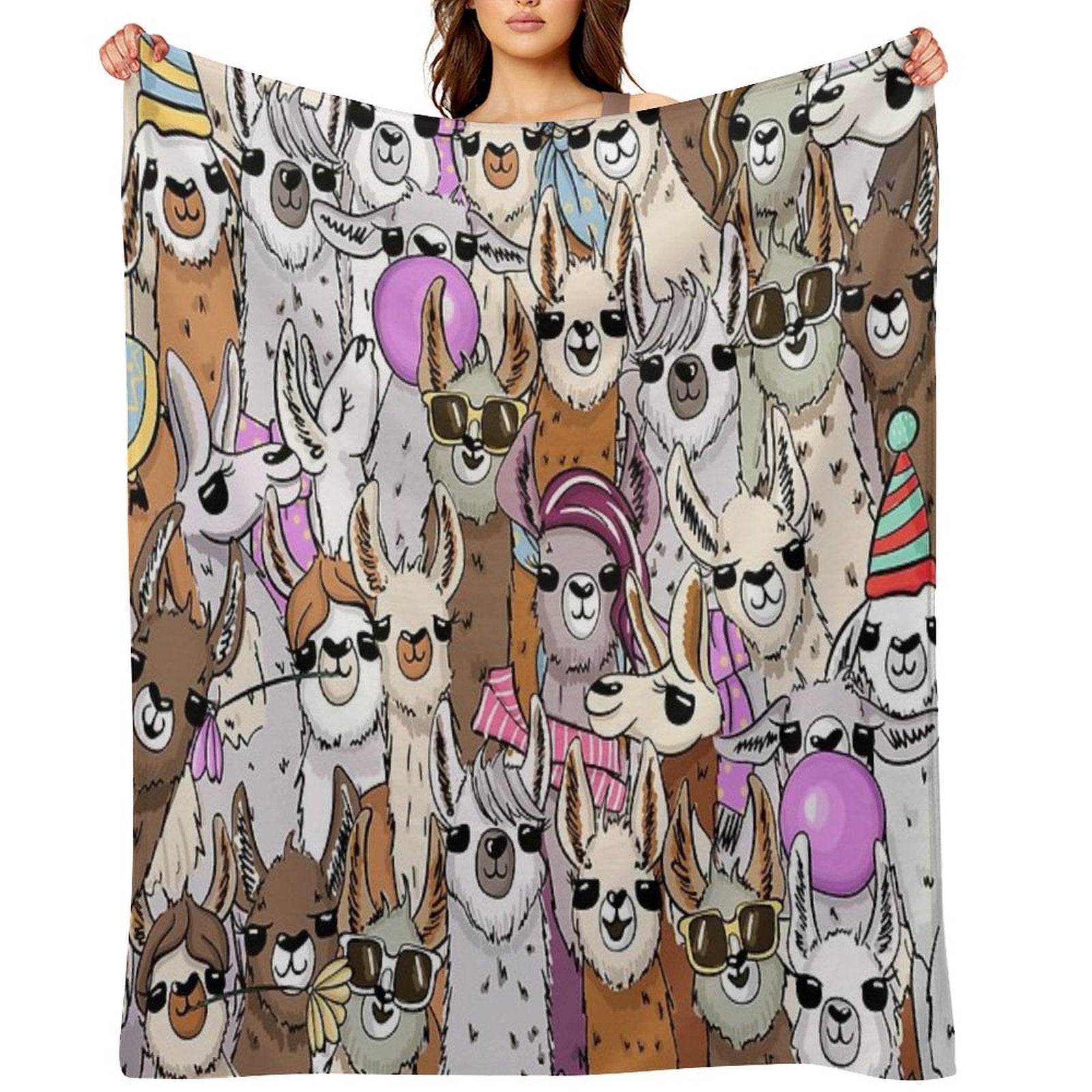 Llama Llama Party Selfie Premium Throw Blanket
