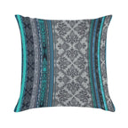 Teal, Aqua & Grey Vintage Bohemian Wallpaper Soft Skin-Friendly Throw Pillow