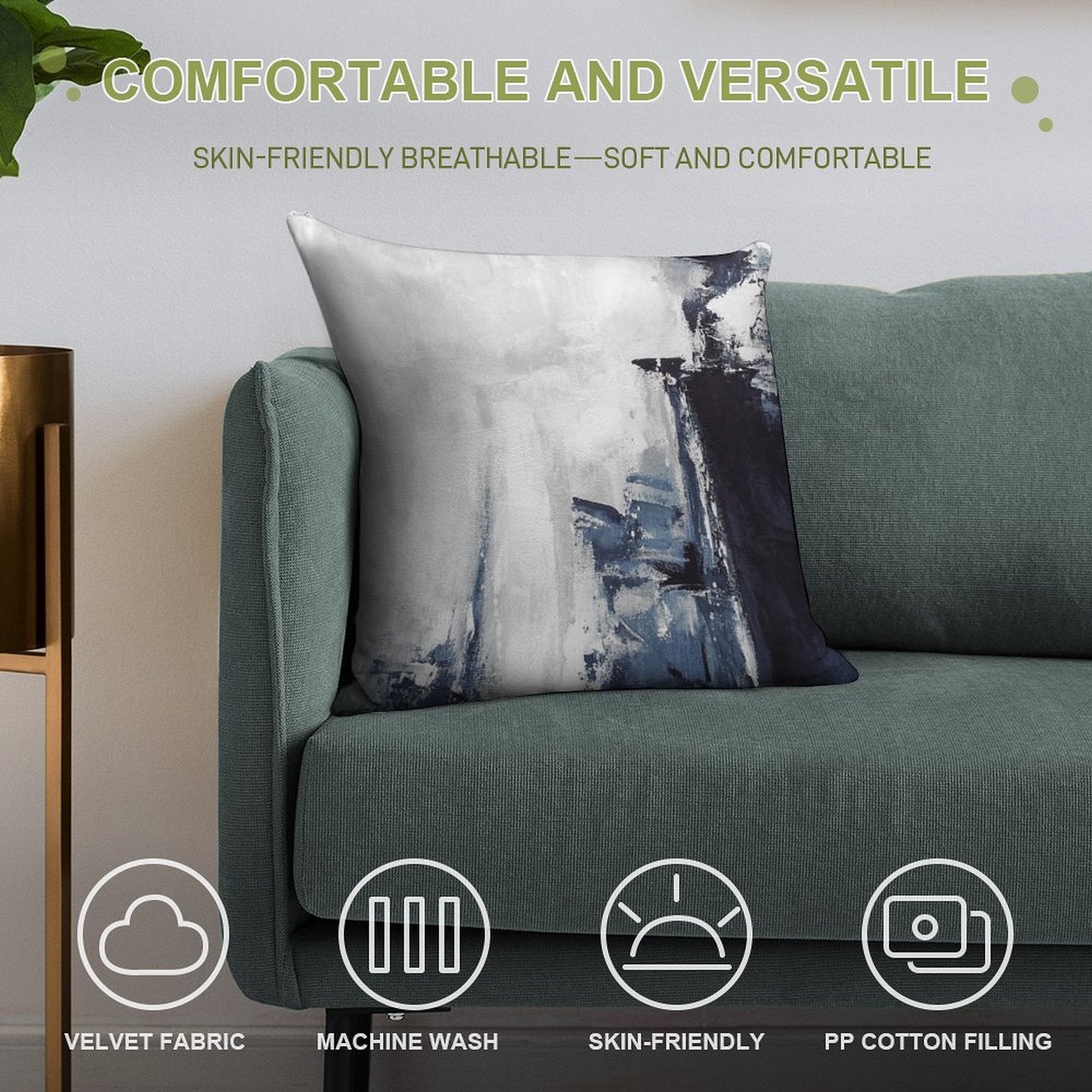 Navy 2 Soft High-Density Material Throw Pillow