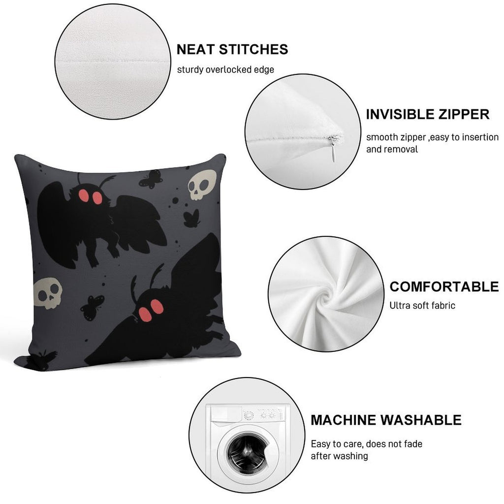 Mothman - Night Grey Soft Easy Maintenance Throw Pillow