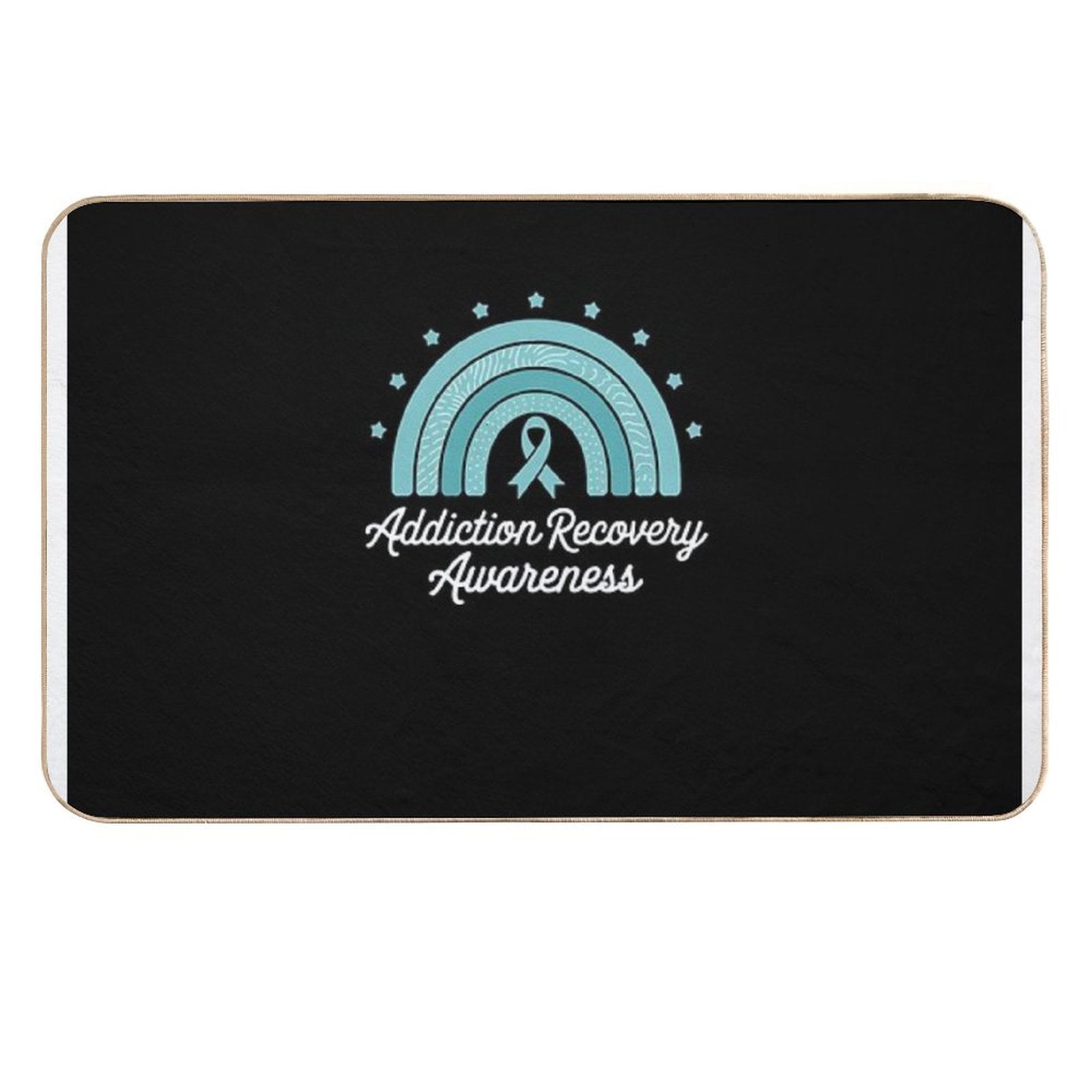 Addiction Recovery Awareness Teal Ribbon Rainbow Support Durable Bath Mat