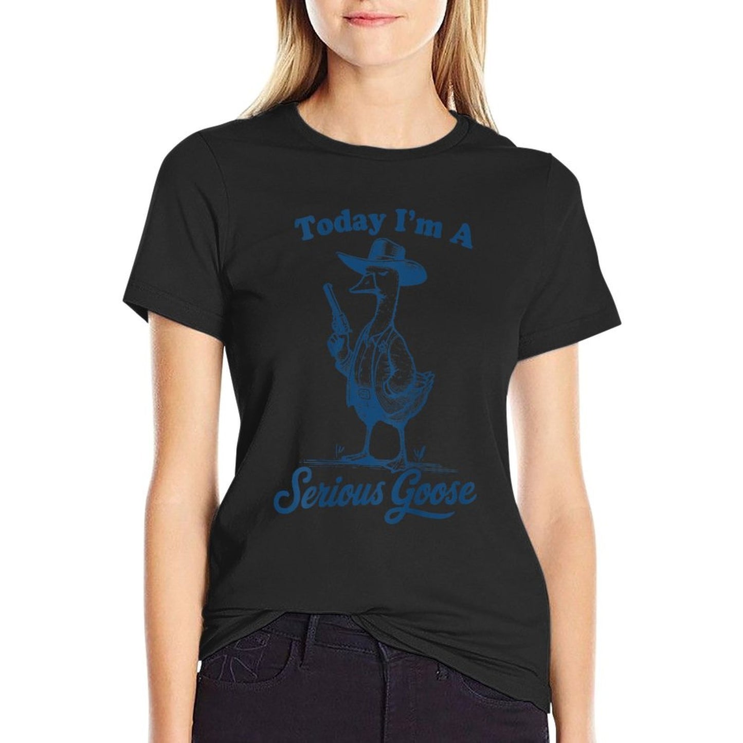 Today Im A Serious Goose Funny Cowboy Goose  Heathered Texture T-Shirt