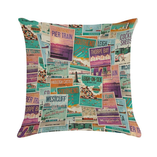 Southend-on-Sea, Essex, UK Poster Collection Soft High-Density Material Throw Pillow