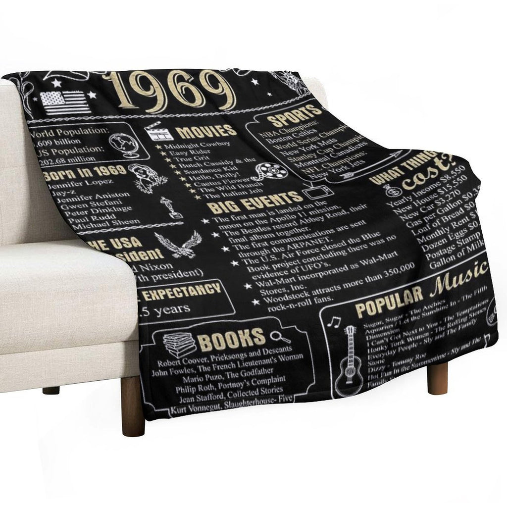 Birthday Anniversary 1969 History Back in 1969 Plush Throw Blanket