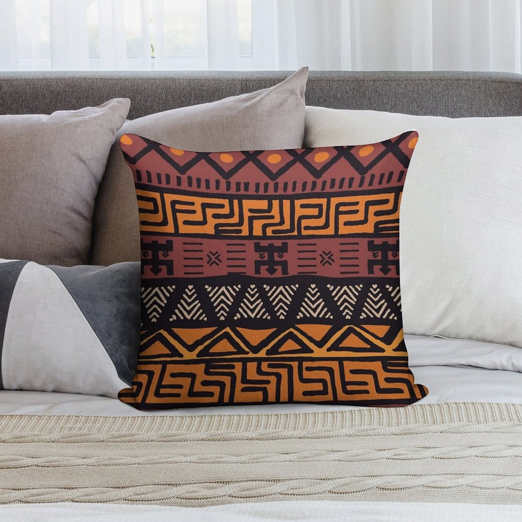 African Tribal Mudcloth Pattern Soft Hidden Zipper Throw Pillow