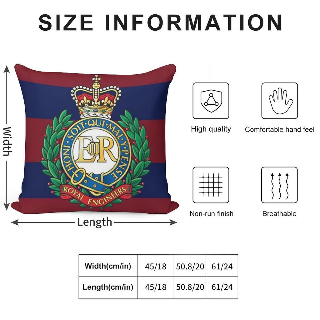 Royal Engineers Cap Badge Soft Hidden Zipper Throw Pillow