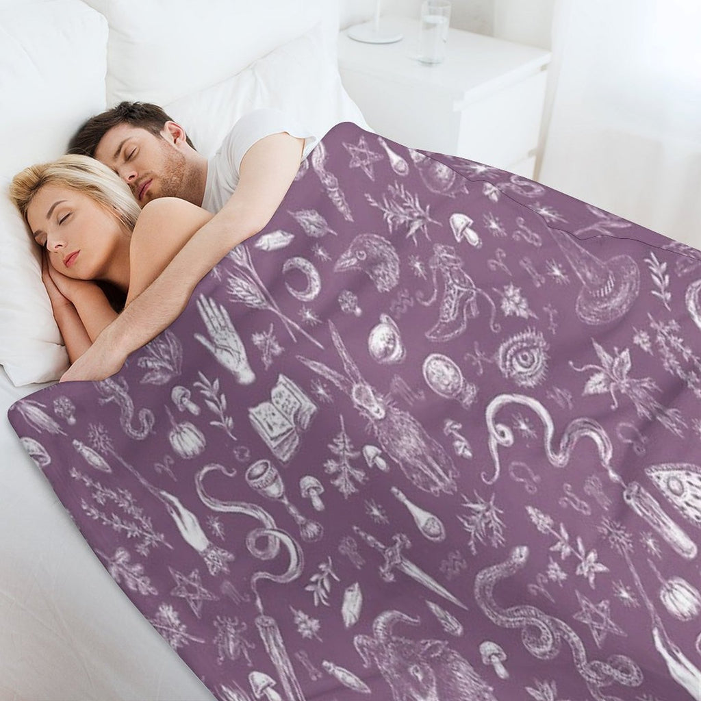 Purple Salem Witch Easy Care Throw Blanket