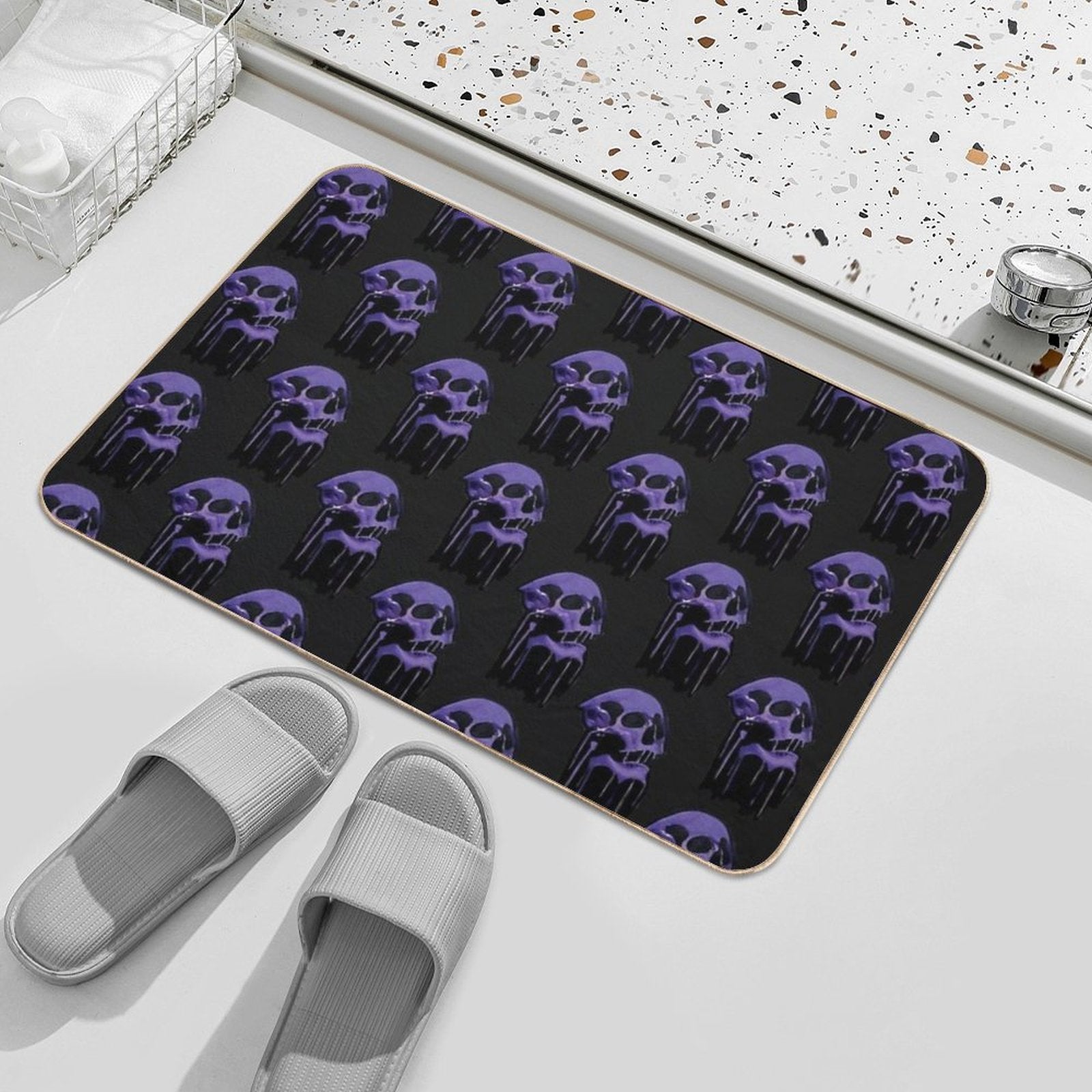 Purple Oblivion- Melting Skull Art  Non-Slip Bath Mat