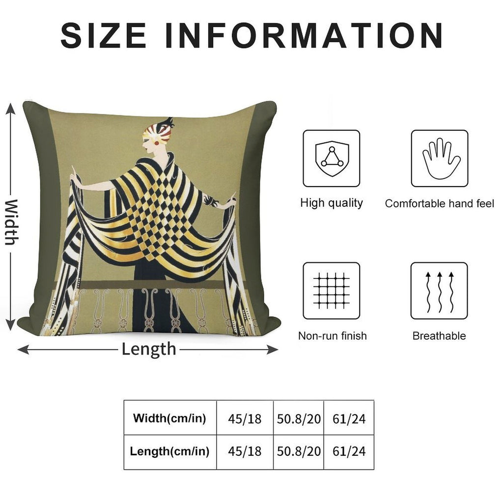 LADY OF THE CHESS Art Deco Beauty Fashion Soft Shrink-Resistant Throw Pillow