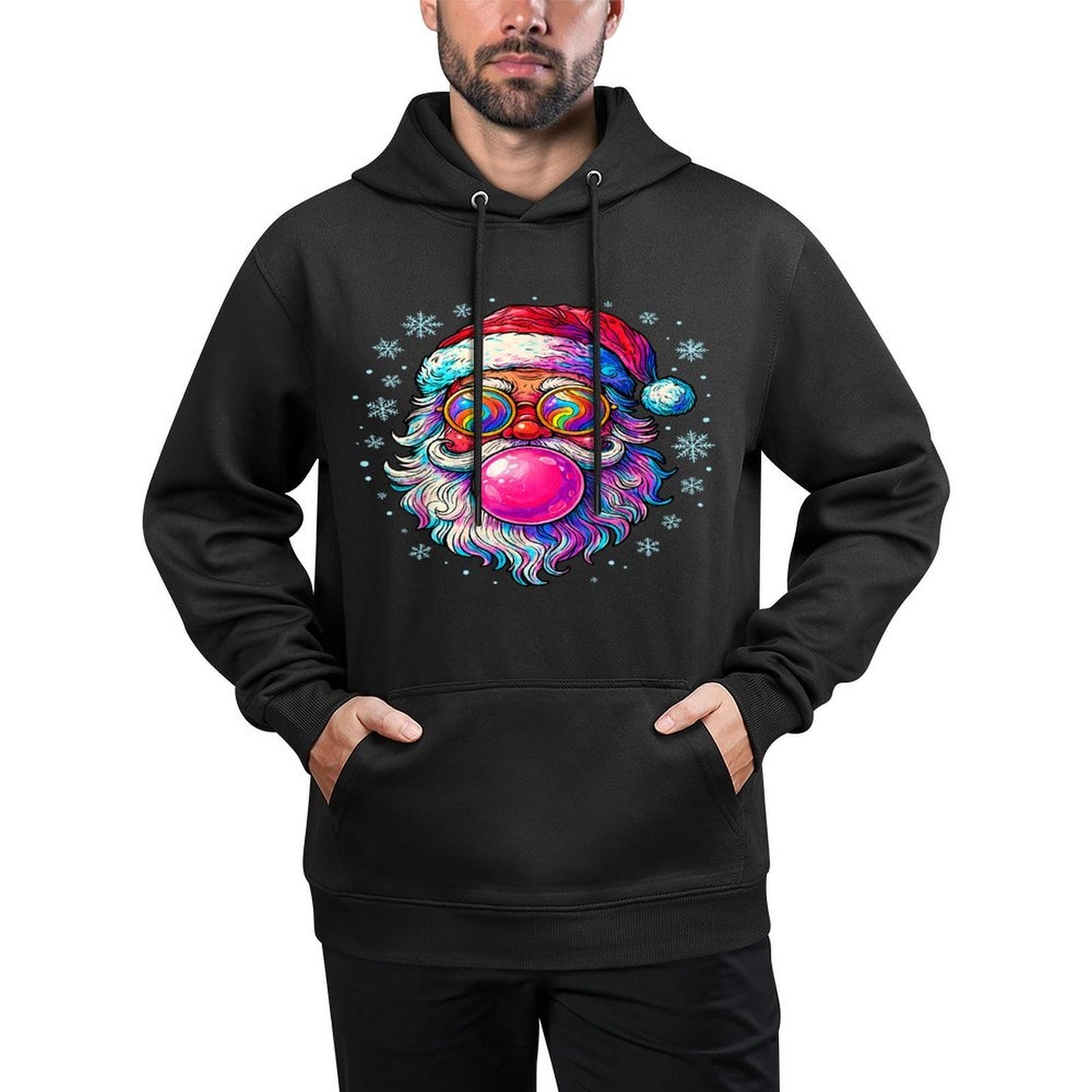 Retro Santa Christmas Pink Bubble Gum Sunglasses Kids Youth Adjustable Hood Hoodie