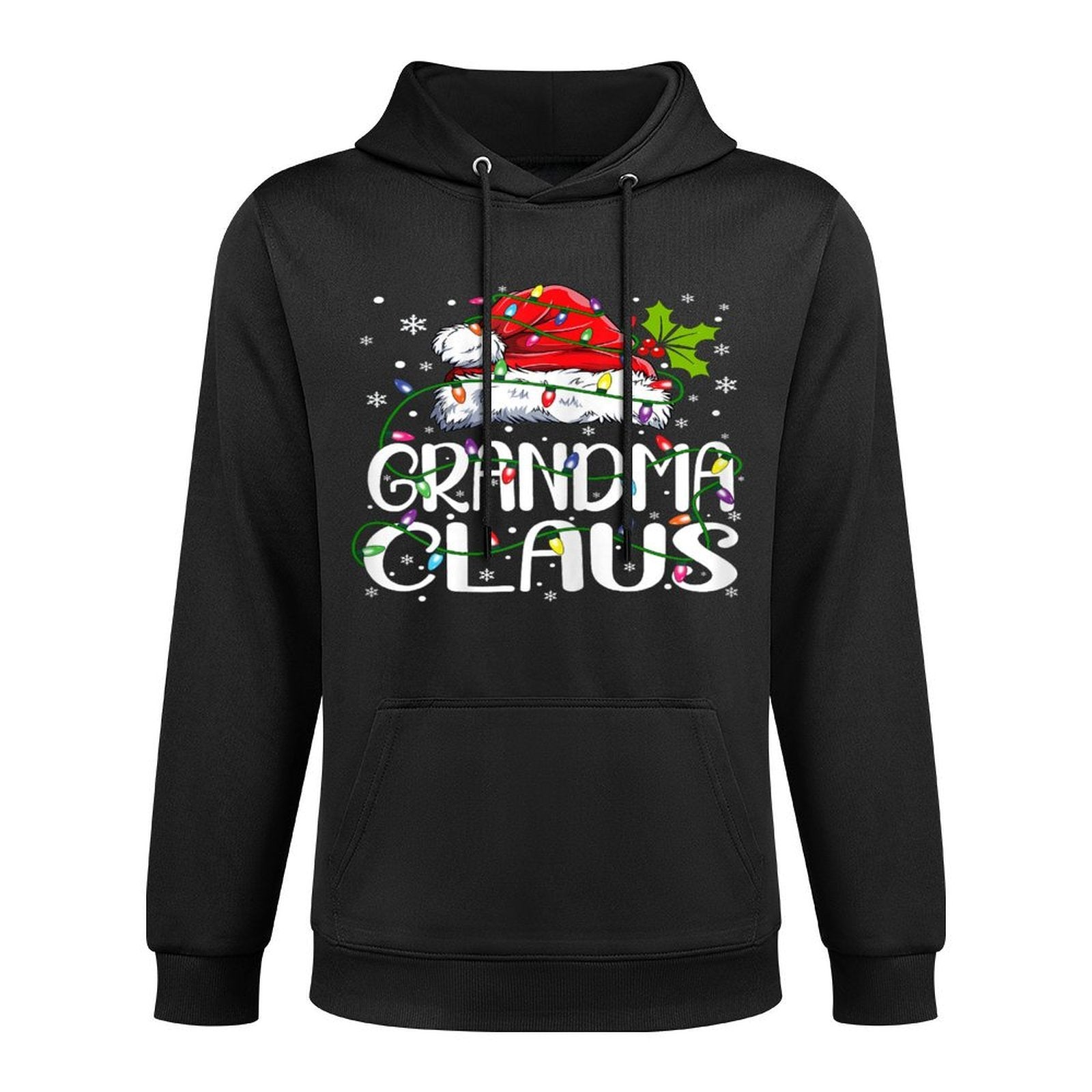 Grandma Claus Christmas Lights Pajama Family Matching Versatile Streetwear Hoodie