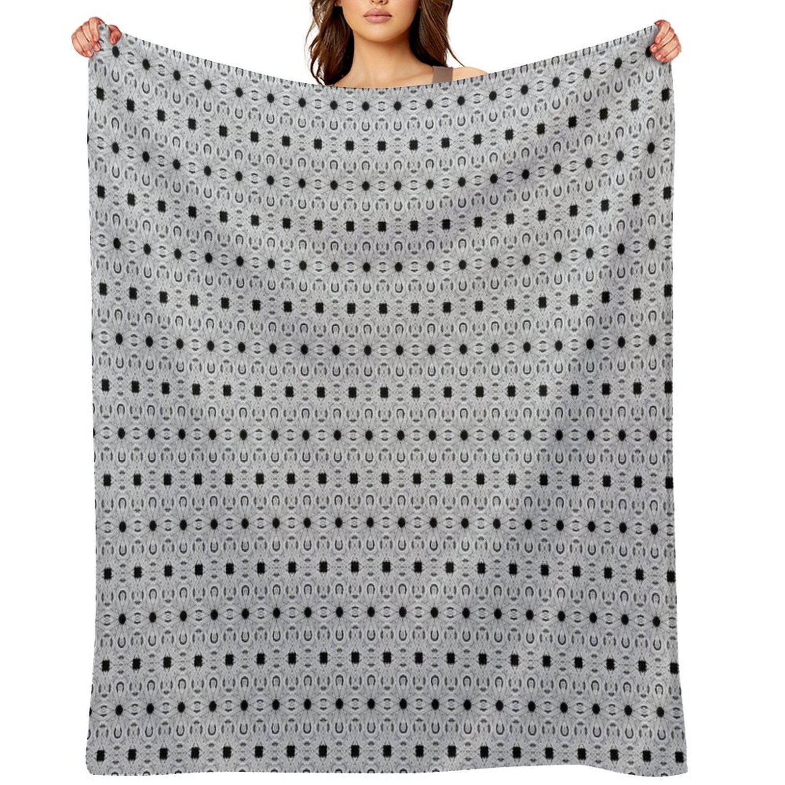Gray And Black Pattern Shrink-resistant Throw Blanket