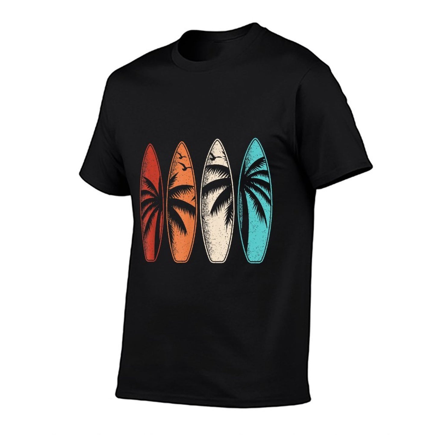 Tropical Hawaii Palm Tree Surfing Beach Surfboard Retro Surf  Soft T-Shirt
