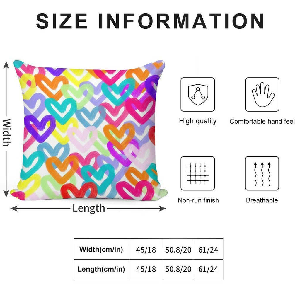 Colorful Heart Abstract Soft Durable Construction Throw Pillow