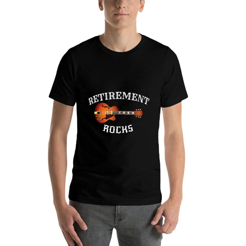 Retirement Rocks Acoustic Guitar Old Rockers Gift  Summer-ready Fabric T-Shirt