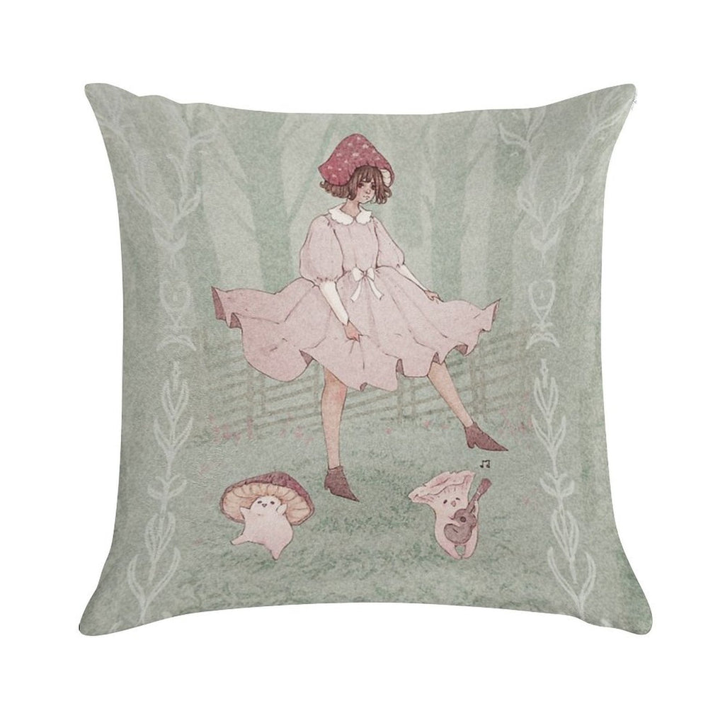 Dancing Mushrooms Soft Multiple Sizes Throw Pillow