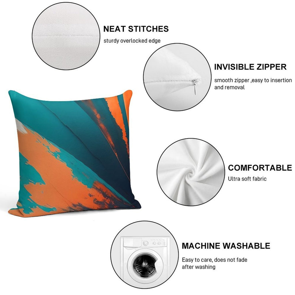 Orange And Teal Abstract 1 Big Soft Decorative Cover Throw Pillow