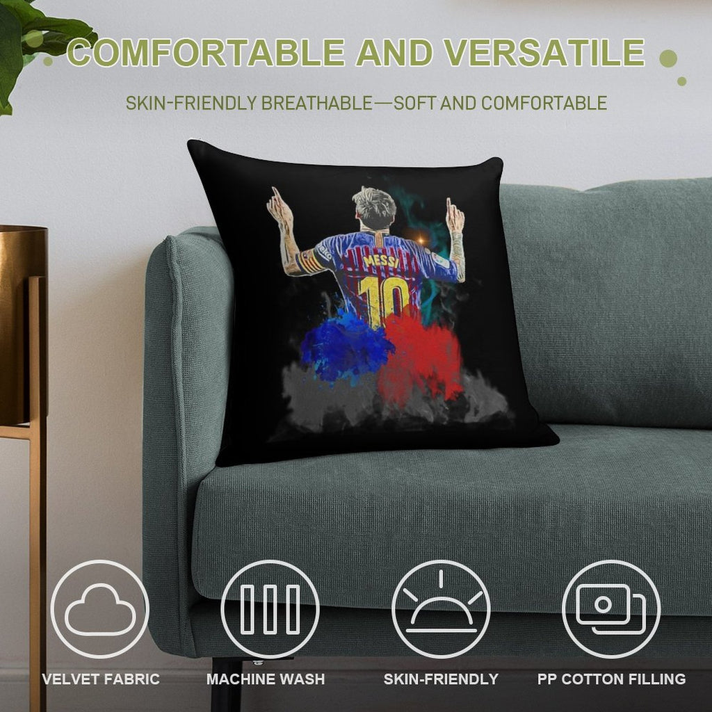 Messi Celebration Digital Artwork Soft Durable Construction Throw Pillow