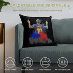 Messi Celebration Digital Artwork Soft Durable Construction Throw Pillow